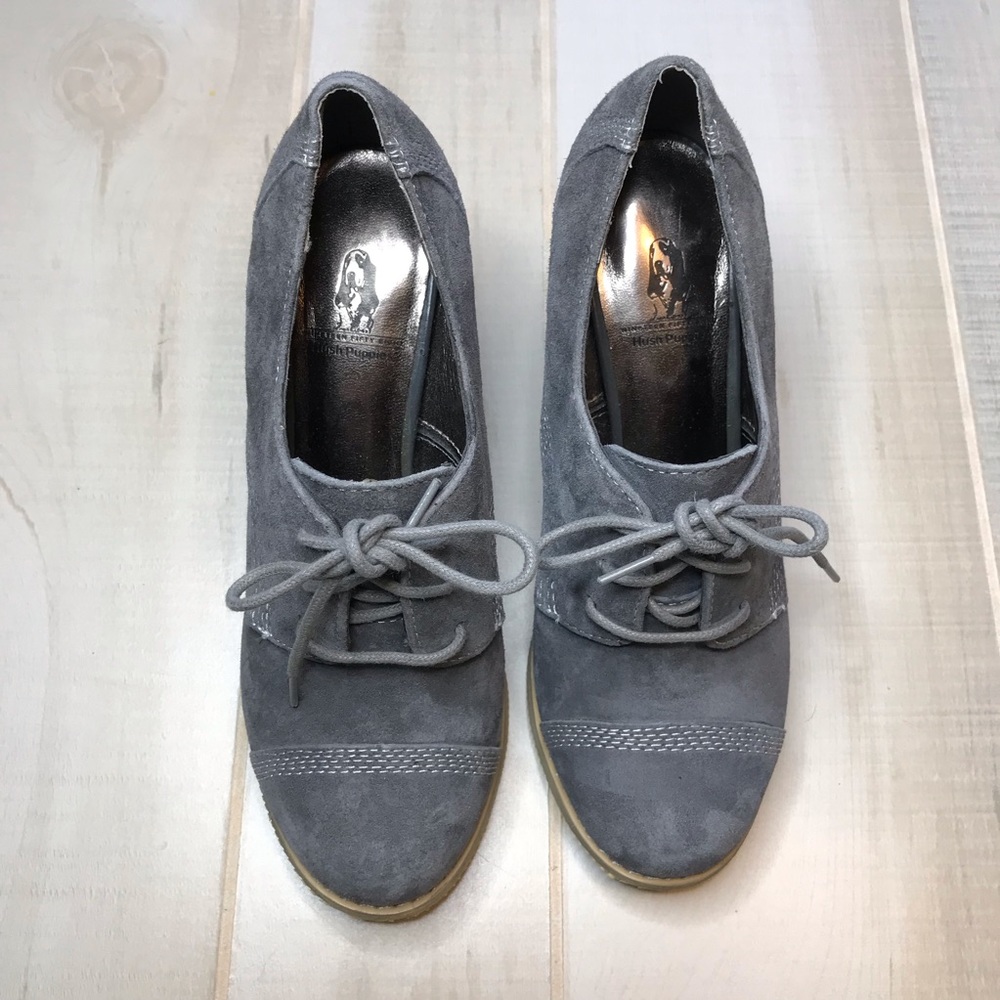 Hush Puppies Suede Comfort Heels Pumps Gray 6M - Picture 2 of 7